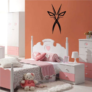 Tribal pinstripe vinyl wall decal, black geometric starburst