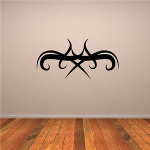 Tribal wall decal featuring black ornate cross curls