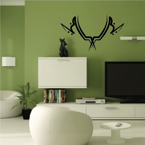 Tribal antler wall decal in black vinyl with central star and arrow motifs