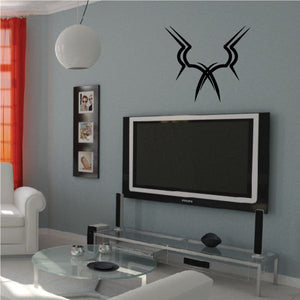 Tribal wall decal vinyl with black bow-like emblem and pointed arrow tips