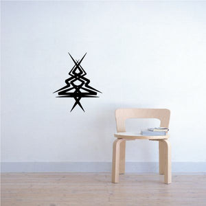 Tribal pinstripe wall decal, black geometric star with zigzag lines