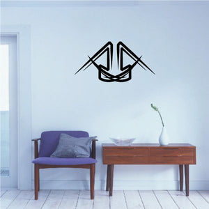 Tribal pinstripe wall decal with black emblem logo