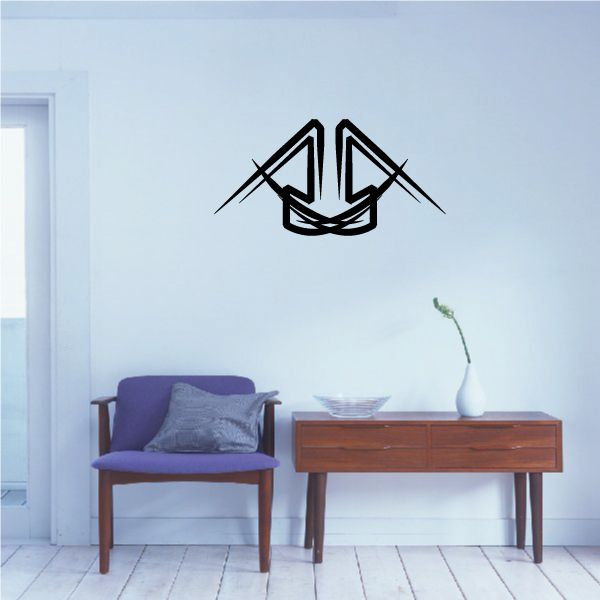 Tribal pinstripe wall decal with black emblem logo
