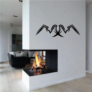 Tribal pinstripe wall decal, black winged eagle silhouette with sharp lines