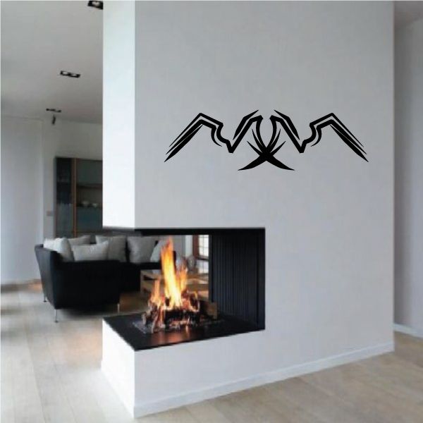 Tribal pinstripe wall decal, black winged eagle silhouette with sharp lines