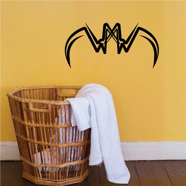 Tribal pinstripe wall decal with black winged W emblem