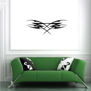 Tribal pinstripe wall decal with black cross-wing graphic