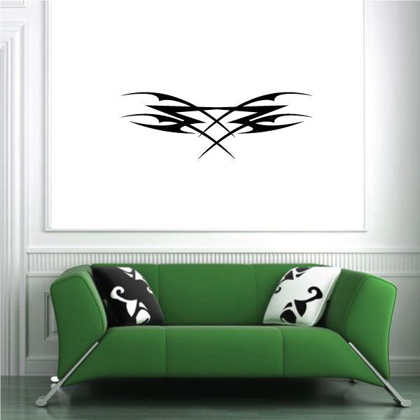 Tribal pinstripe wall decal with black cross-wing graphic