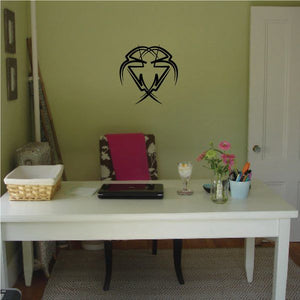 Tribal heart pinstripe vinyl wall decal, black outline graphic