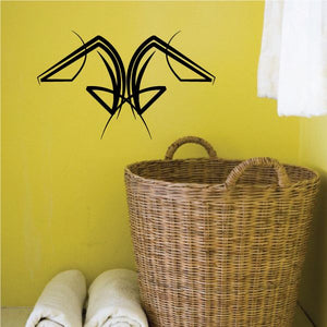 Tribal pinstripe wall decal with black stylized arrow-wing design