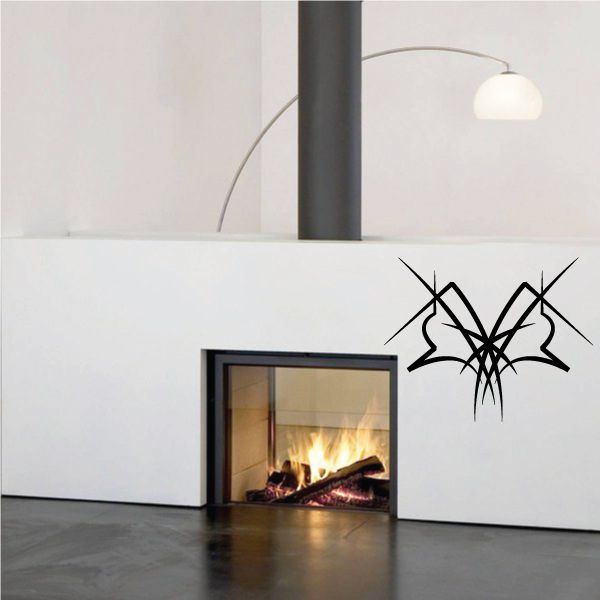 Tribal pinstripe wall decal, black angular tribal burst lines