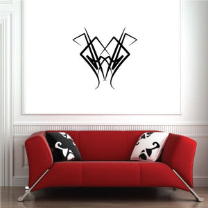 Black tribal pinstripe wall decal vinyl sticker with stylized V-shaped design