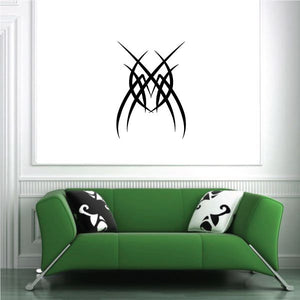 Tribal pinstripe wall decal, black crossed swirl line design