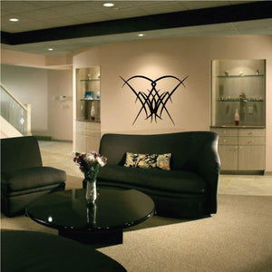 Tribal pinstripe wall decal, black abstract cross-line design