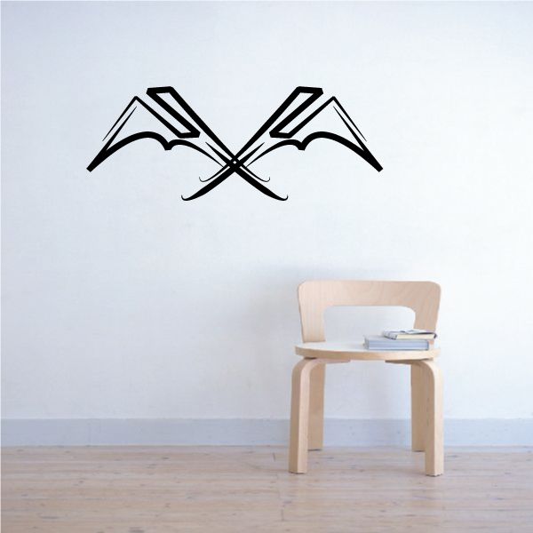 Tribal pinstripe wall decal with crossed arrow motifs