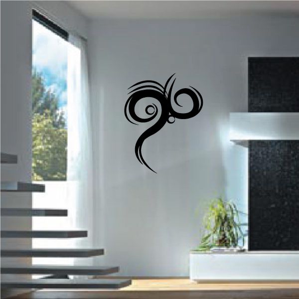 Tribal wall decal vinyl sticker, black swirl ornament