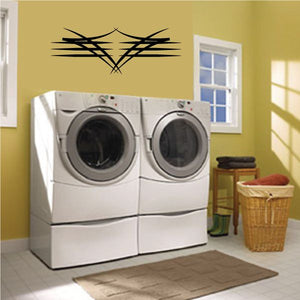 Tribal pinstripe wall decal with black geometric starburst design