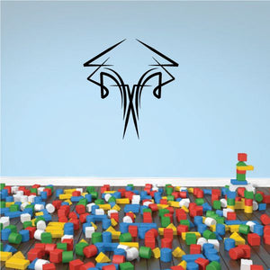 Black tribal emblem wall decal with pinstripe lines