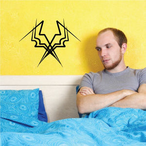 Tribal pinstripe wall decal with black star-like outline design