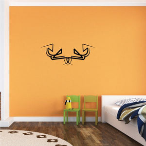 Tribal pinstripe wall decal with black mirrored bird-like motif
