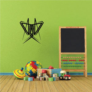 Tribal pinstripe wall decal, black star-like design