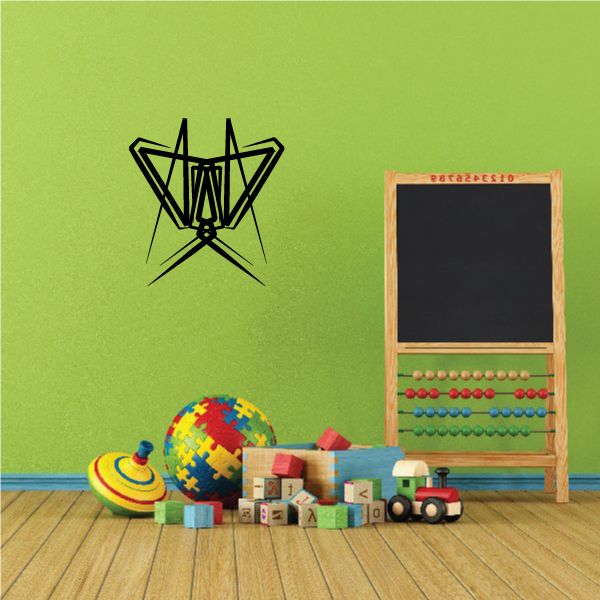 Tribal pinstripe wall decal, black star-like design