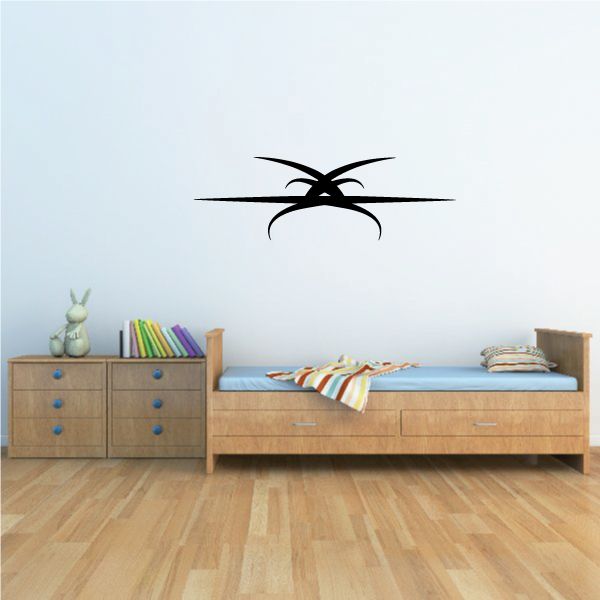 Tribal pinstripe wall decal, black starburst-style graphic