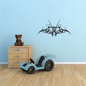 Tribal pinstripe wall decal with black line-art design