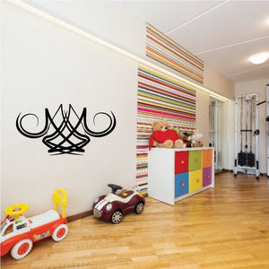 Tribal pinstripe wall decal with bold black curving lines and circular motifs