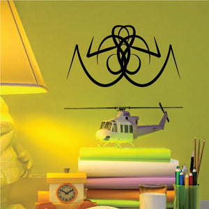Tribal pinstripe wall decal: black tribal symbol
