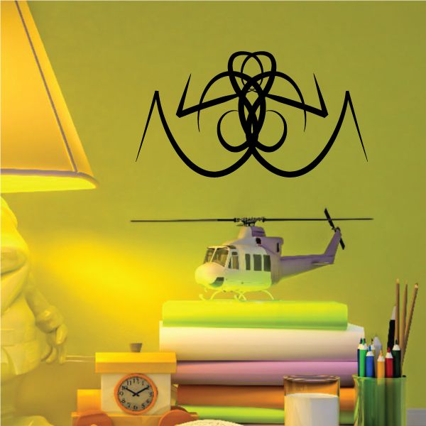 Tribal pinstripe wall decal: black tribal symbol