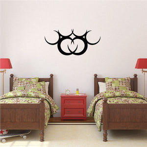 Black tribal wall decal with pinstripe-style swirl design