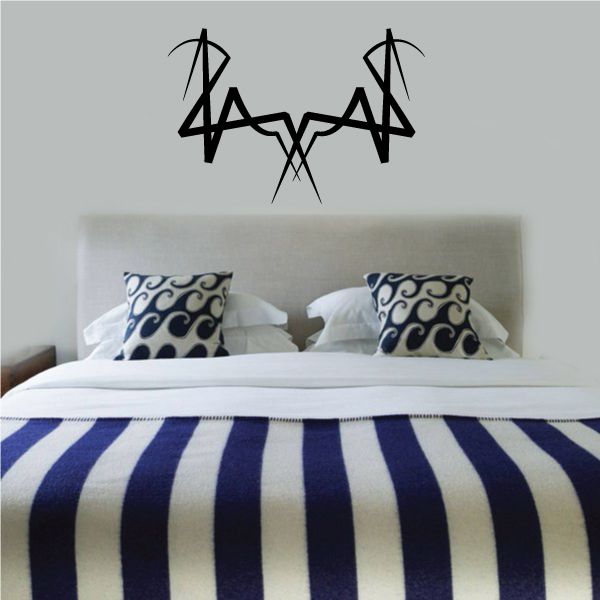 Black tribal X and arrow wall decal with pinstripe lines