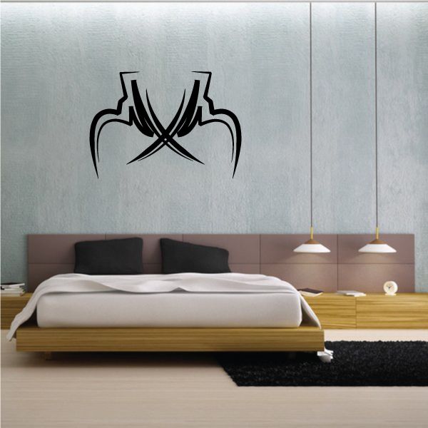 Black tribal wall decal with mirrored v-shaped design, vinyl sticker