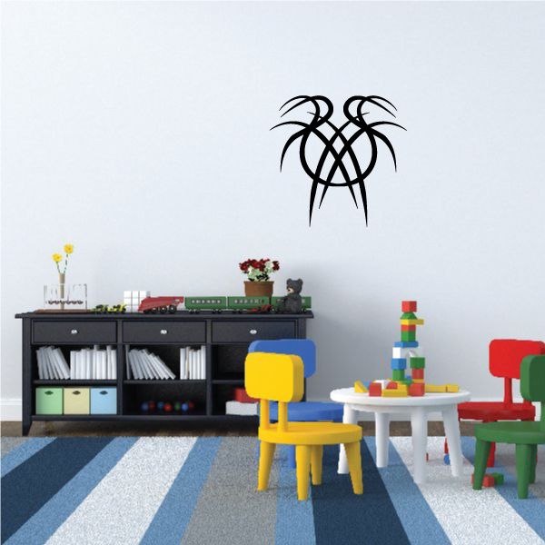 Black tribal spider wall decal with webbed legs