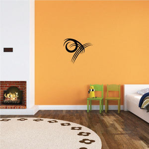 Black tribal pinstripe wall decal with swirl pattern