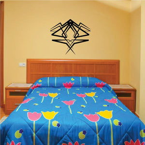 Tribal pinstripe wall decal with black geometric emblem