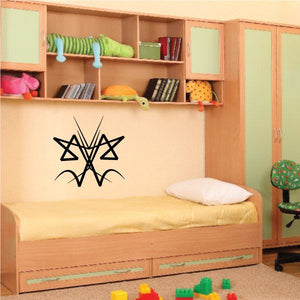 Black tribal pinstripe wall decal with star-like line design