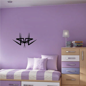 Tribal pinstripe wall decal, black geometric starburst design