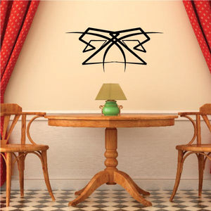 Tribal bow wall decal with black pinstripe-style lines on light wall