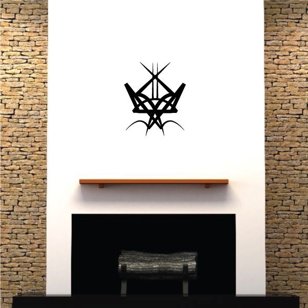 Black tribal crown pinstripe wall decal with starburst lines
