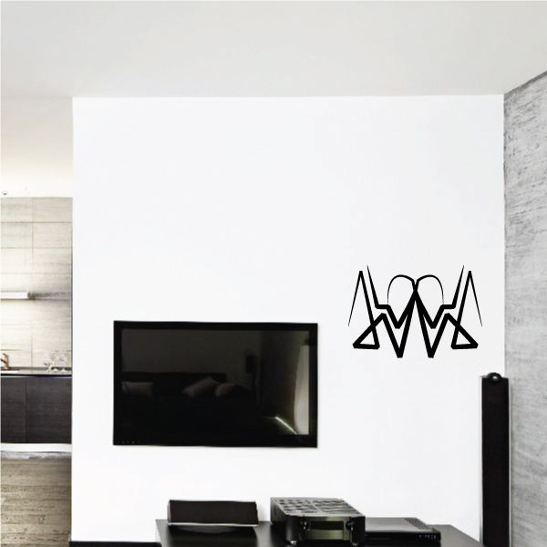 Black tribal pinstripe wall decal with zigzag pattern on white wall