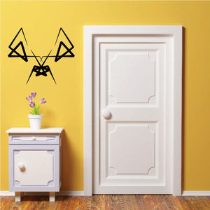 Black tribal pinstripe wall decal vinyl sticker with central symbol, outlined shapes