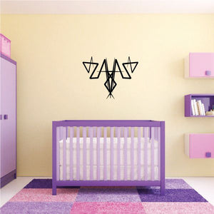 Tribal pinstripe wall decal in black with geometric tribal face design