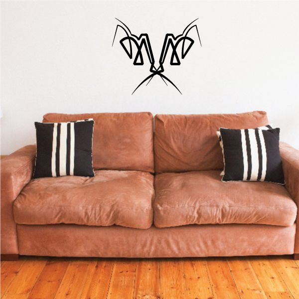 Tribal pinstripe wall decal, black vinyl outline bow design