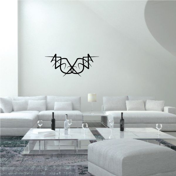 Tribal pinstripe wall decal, black tribal vinyl design