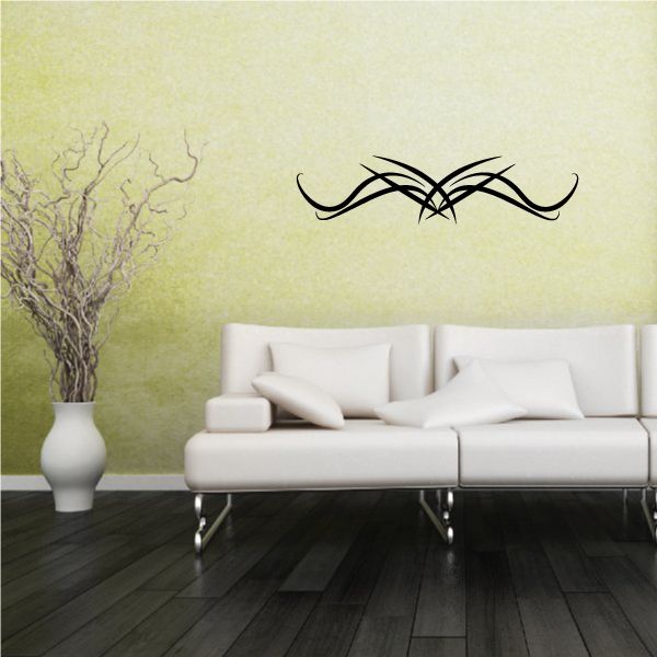 Black tribal pinstripe wall decal with sweeping lines for smooth vinyl application