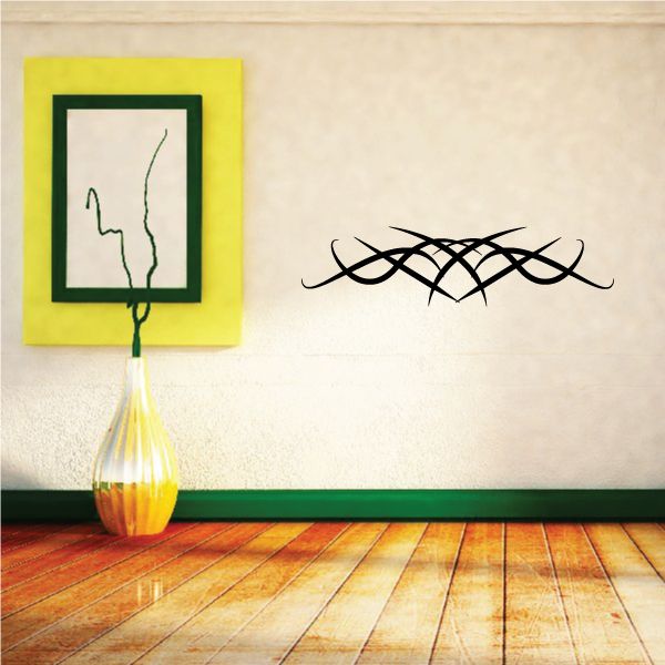Tribal pinstripe vinyl wall decal, black interlaced design