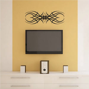 Tribal wall decal vinyl graphic with black swirling line pattern