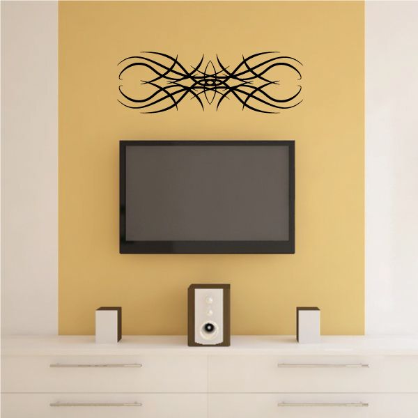 Tribal wall decal vinyl graphic with black swirling line pattern